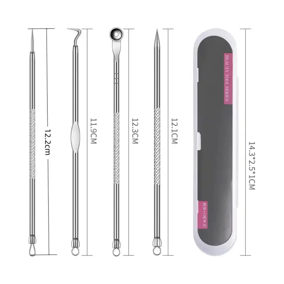 4 Piece Blackhead Remover Acne Needle Set Facial Cleaning Tools Blackheads Pimple Comedone Extractor Pore Cleaner Skin Care Products