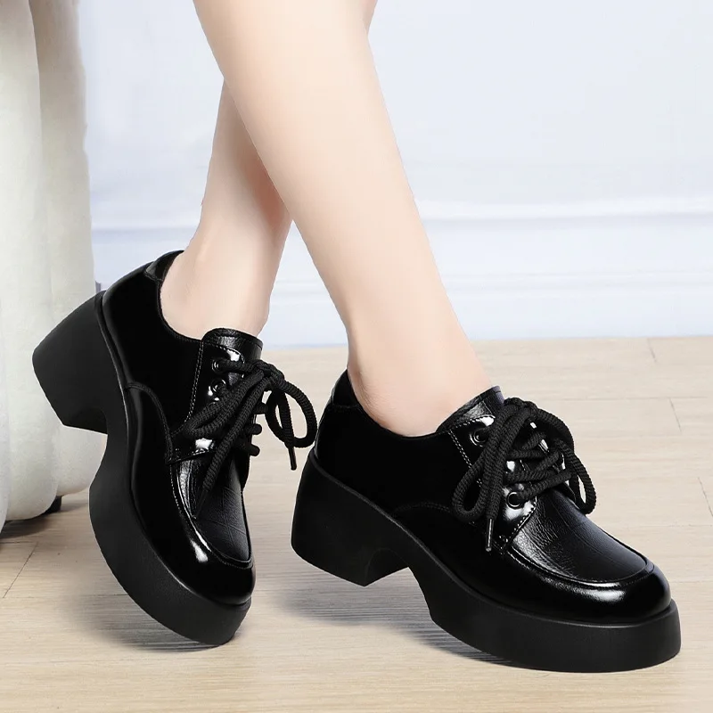 

Soft Leather Uniform Shoes Female British Girl Japanese Wild Black Retro Mary Jane Shoes Lolita Platform Shoes Low Anti-slip