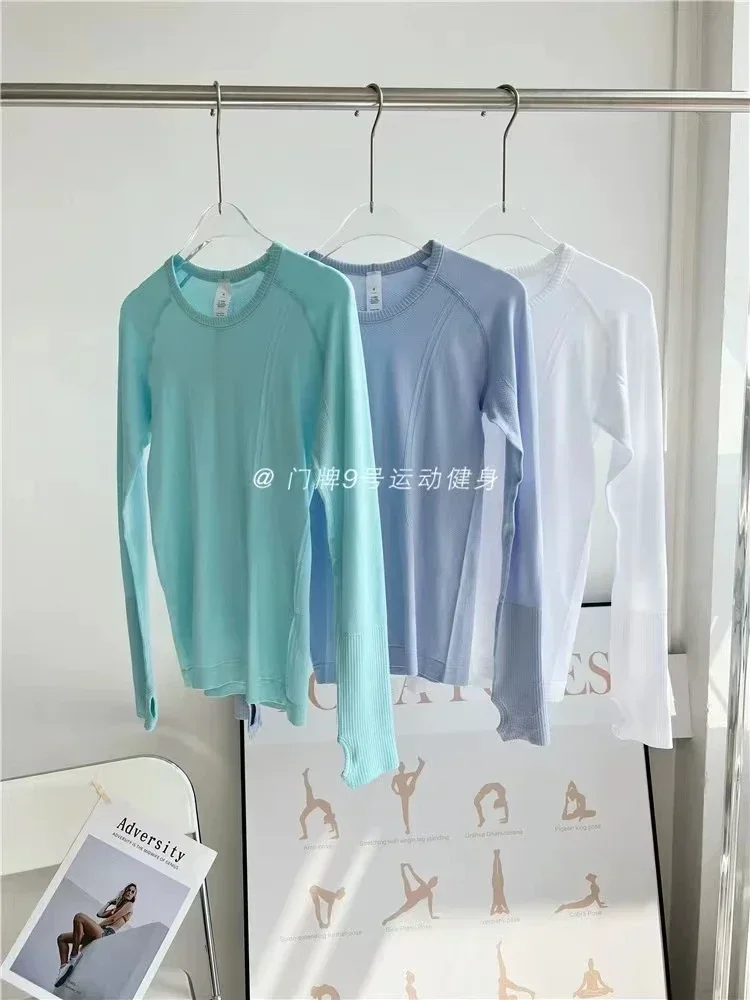 Lemon Women Swiftly Tech Seamless Slim Fit Yoga T-Shirts Fitness Running Long Sleeve Sports Crop Top Gym Blouses Sportswear