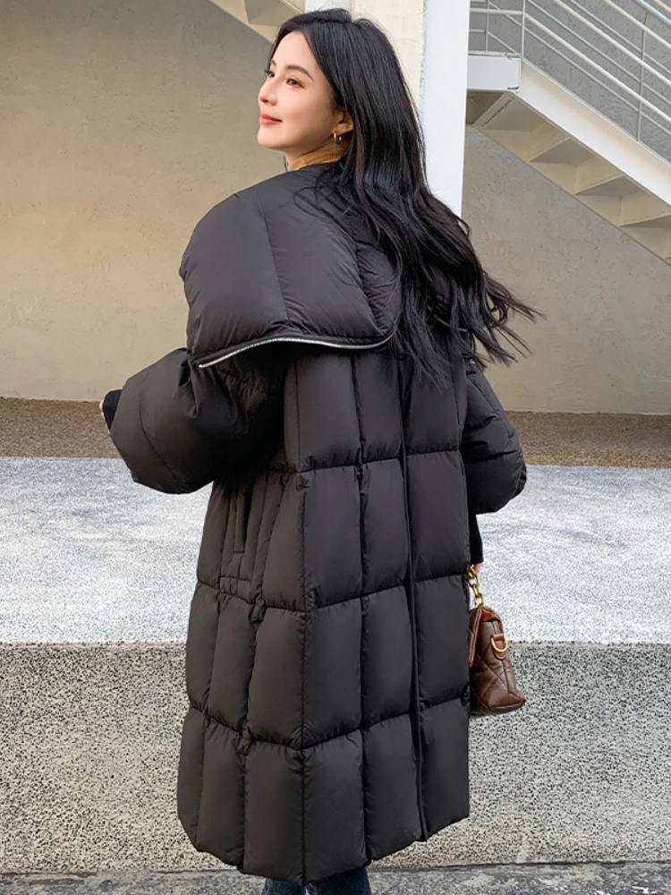 Winter Fashion Goose Down Jacket Women\'s 2023 New High Quality Korean Loose Hooded Bread Long Thickened Warm Coat