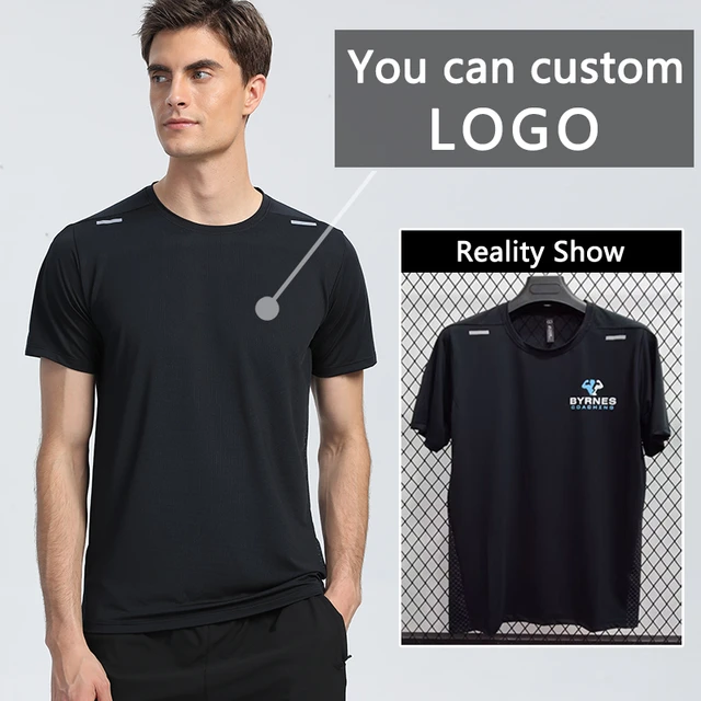 T-shirt de sport pour hommes, LOGO personnalisé, haut de course, Fitness,  entraînement en gymnastique, Jogging