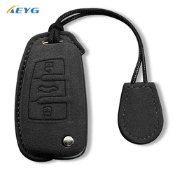 Luxury Leather Suede Car Key Case Cover - Premium Key Fob Accessory (Black set 2)