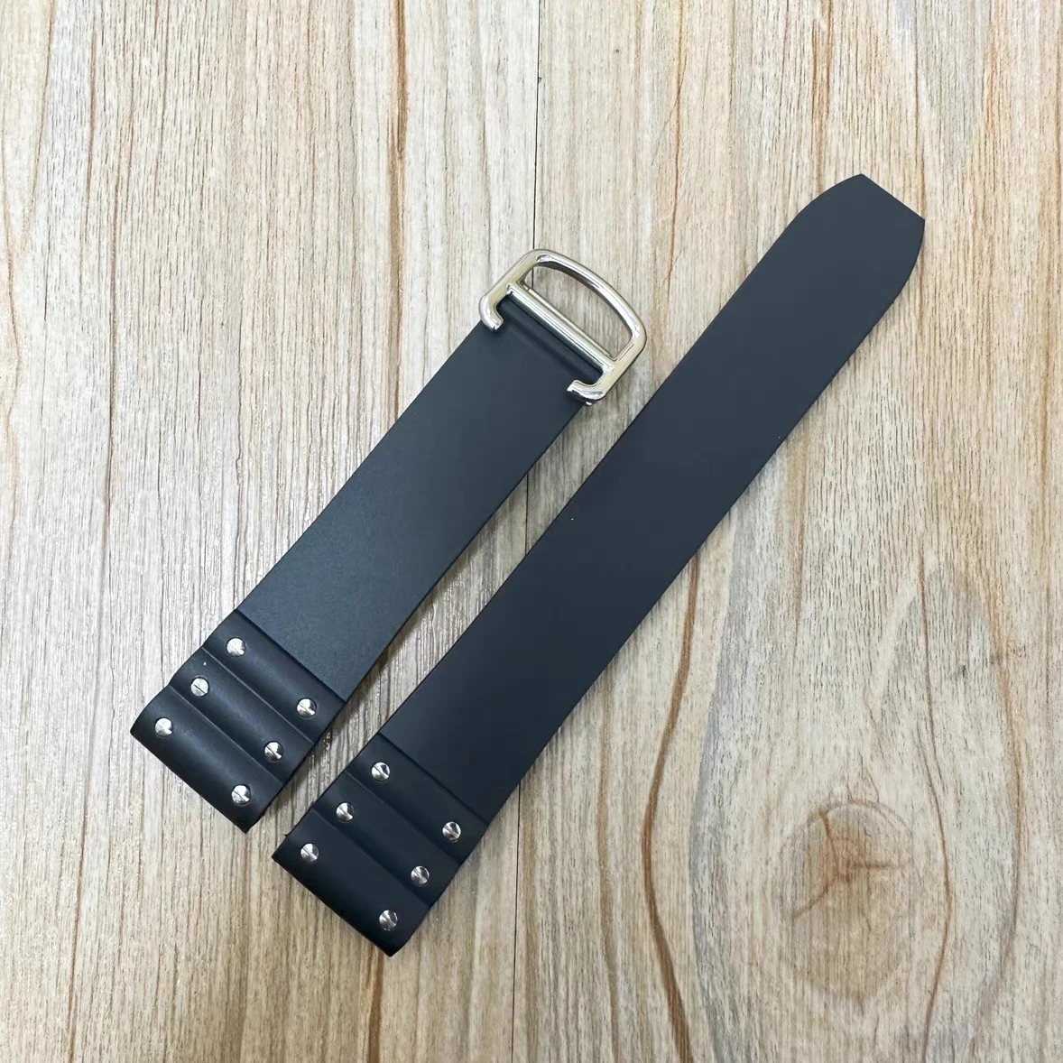 Für Cartier Santos-Armband. Silikonarmband. Hochwertiges Gummi-Uhrenarmband für wasserdichtes Gummiband. 21 mm schwarz-blaues Armband – Detail 7