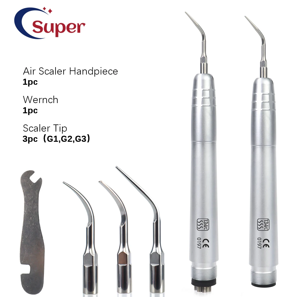 Dental ultrasonic air scaler tooth calculus remover cleaning tool handpiece 3 tips 2/4 hole dentist lab