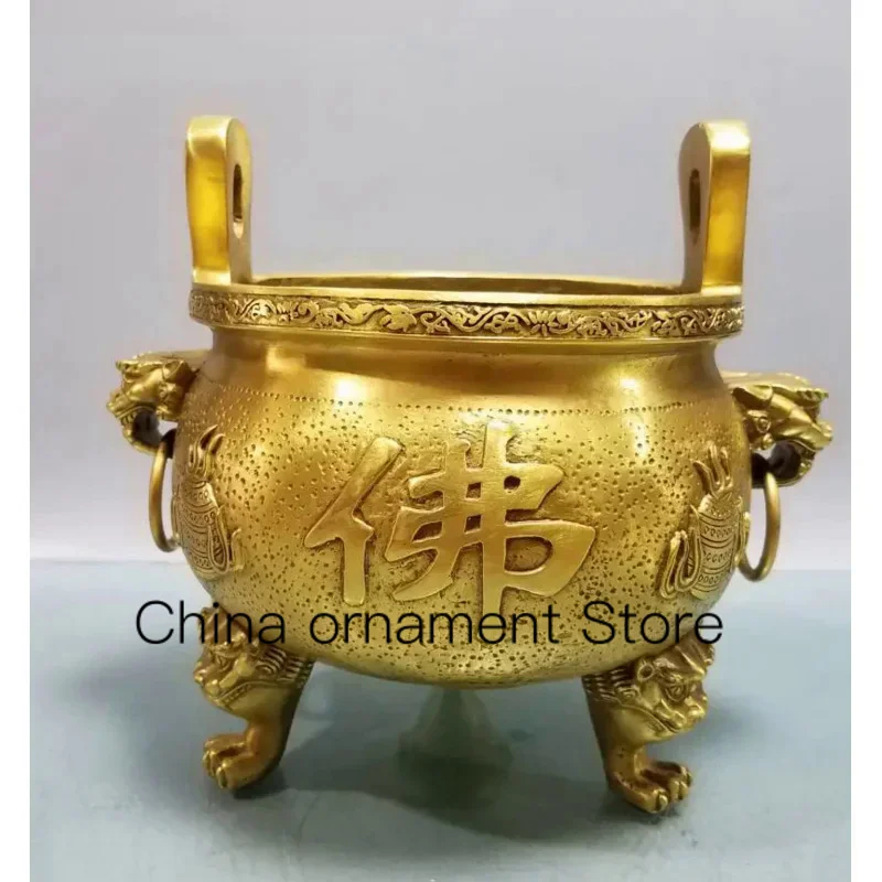 

China brass seiko Buddha Incense burner crafts statue