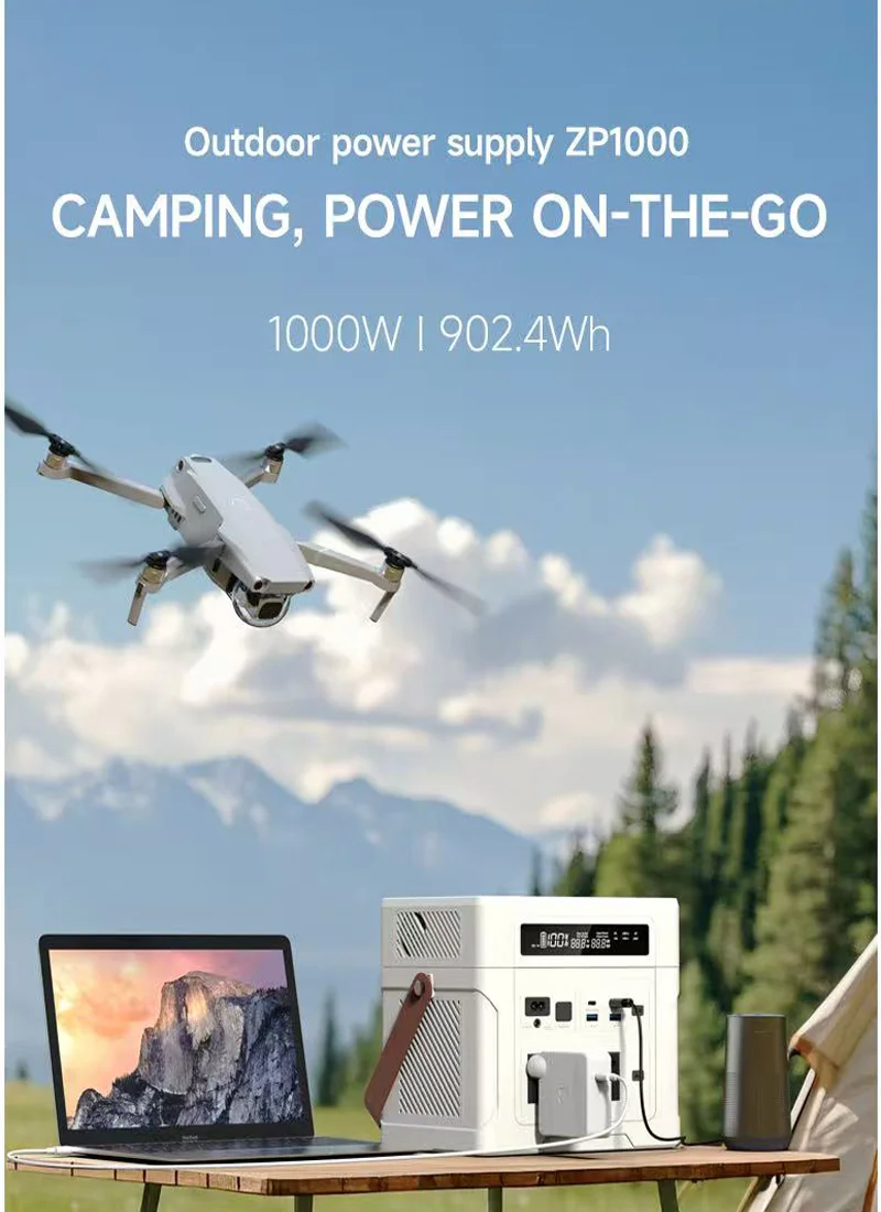 LiFePO4 Portable Power Station 1000W 902WH Mobile Power Supply Solar Generator 5