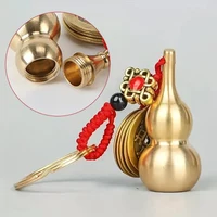 1PC Lucky Wu Lou Gourd Keyring with Feng Shui Coins Good Luck Prosperity Success Brass Calabash Pendant Keychain Wholesale 2
