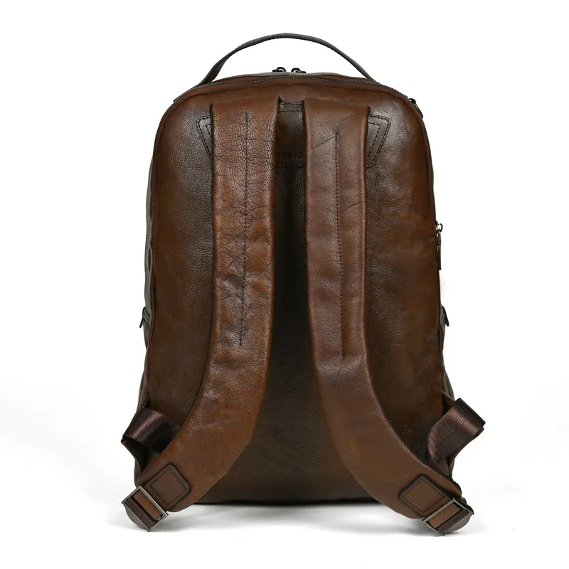 Vintage Leather Backpack 2024 for Men, Business and Leisure, Large Capacity Travel Bag 3