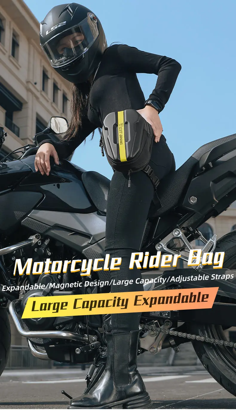 WEST BIKING Multifunktions-Motorrad-Hartschalentasche, Motocross-Tasche für Brust/Taille/Bein, mit Magnet, Kraftstofftaschen, erweiterbare Fahrradtaschen – Detail 1