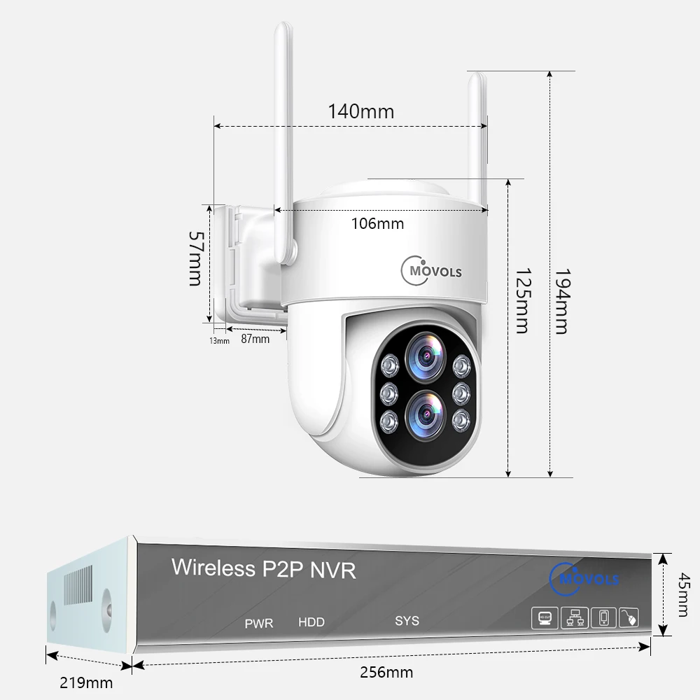 Movols 3MP Wireless Security Camera System 10X Optical Zoom Two Way Audio WIFI P