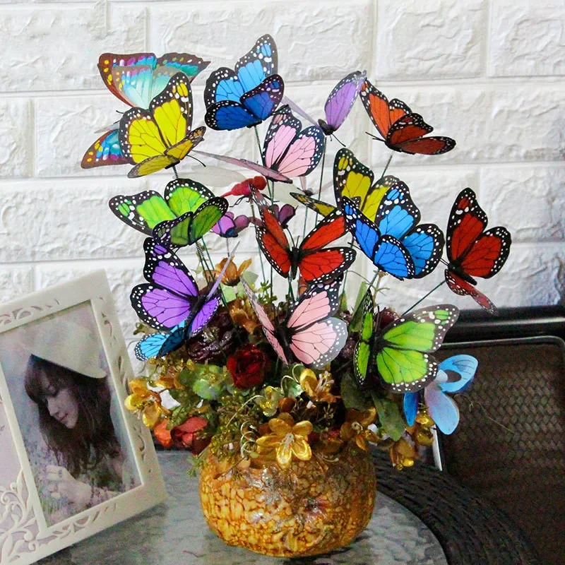 Butterfly Decoration Garden Art Decor 10/20 pcs 3D Monarch Butterfly Simulation Butterfly Waterproof Garden Flower Wedding Yard Planter Outdoor Flower Pots Decoration
