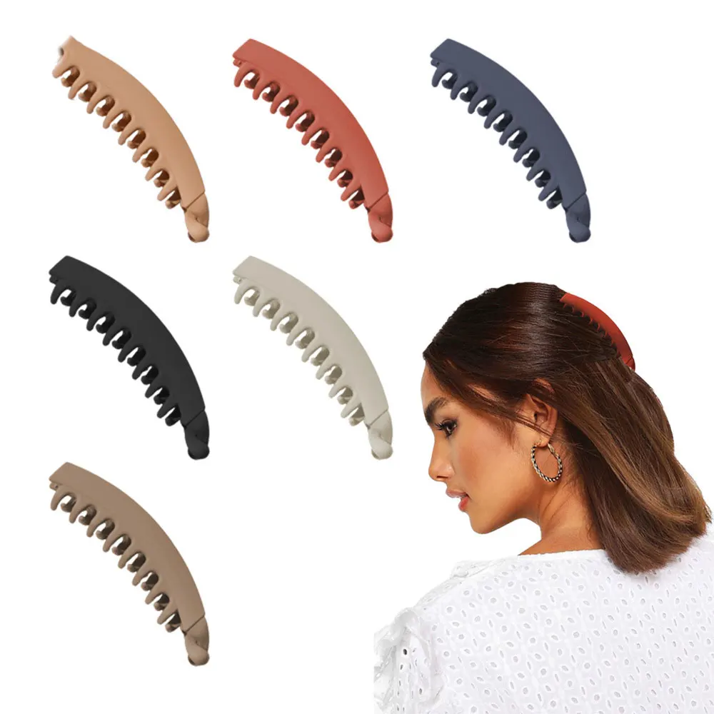 

Fashion Large Banana Hair Clips Solid Color Frosted Hair Claws Classic Women Non-Slip Ponytail Barrettes Hairpins For Fine Hairs