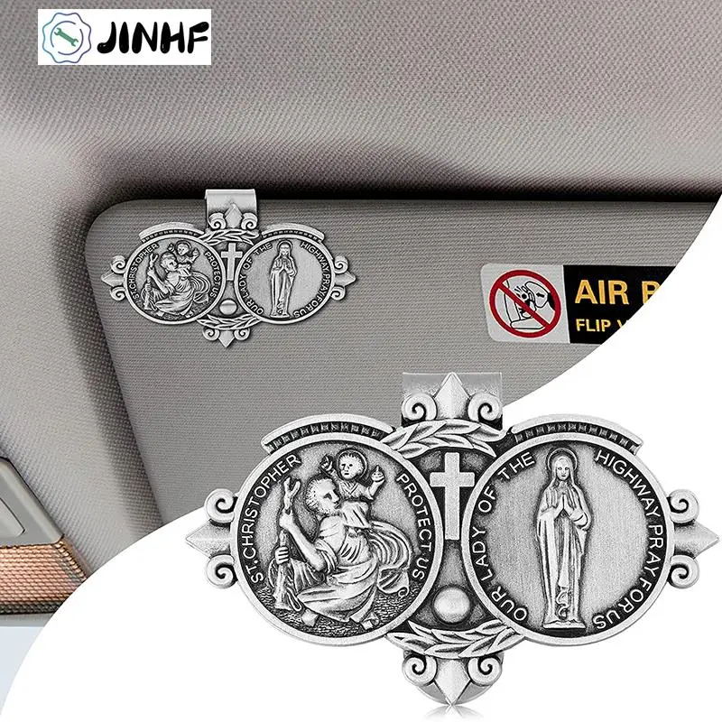 St Christopher Medal Car Saint Christopher Visor Clip Auto Sun Visor Accessories