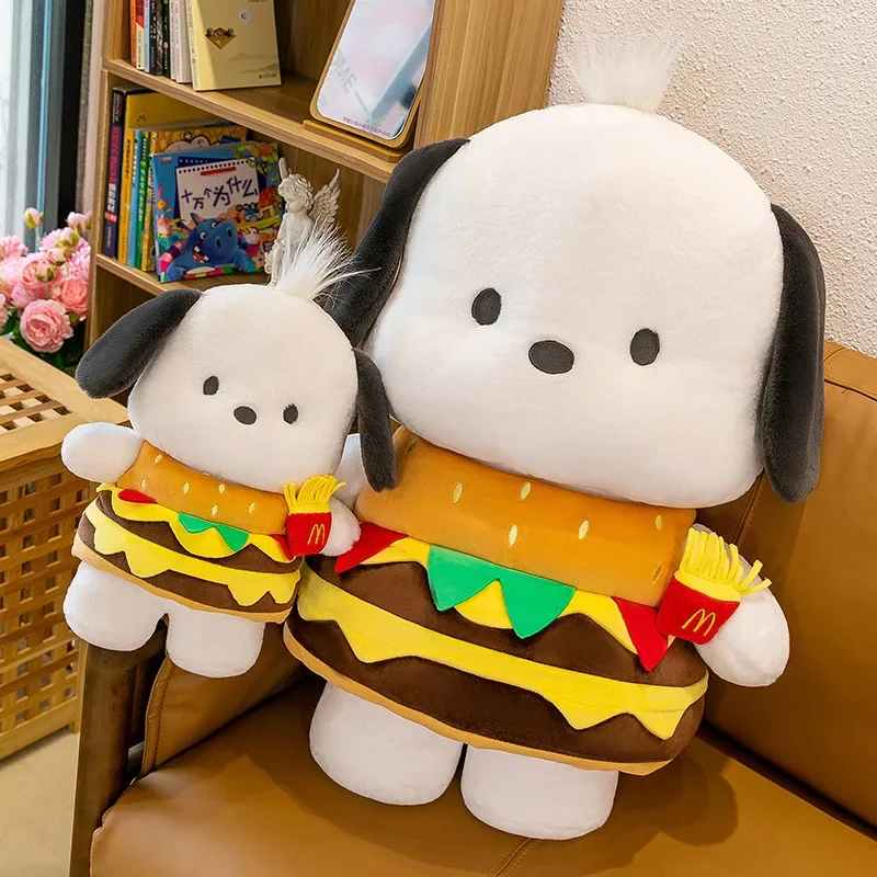 Hamburger Pochacco Plush Doll Toy Cartoon Sanrio New Pacha Dog Plush Toy Sanrio Doll Dog Anime Girls Gift Plush Toys