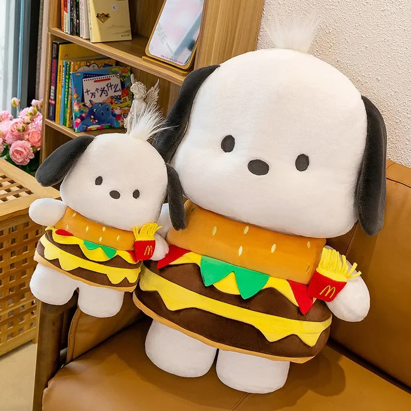 Hamburger Pochacco Plush Doll Toy Cartoon Sanrio New Pacha Dog Plush Toy Sanrio Doll Dog Anime Girls Gift Plush Toys custom customized biodegradable kraft bread drop sandwich hamburger paper box hot dog drawer cartoon paper lunch box