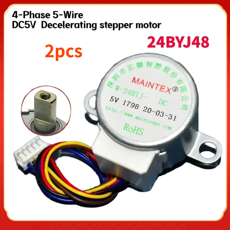 2PCS 24BYJ48 DC 5V Stepper Motor Gear Reduction Ratio 64:1 for Single Chip Microcomputer/Camera Monitoring