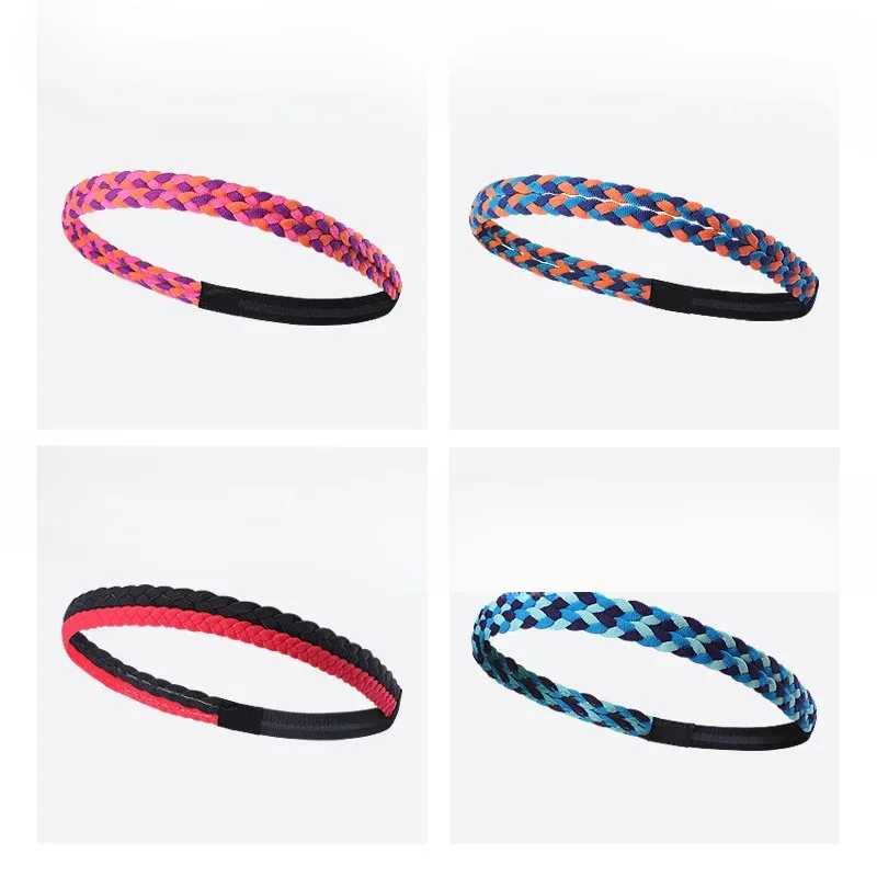 2pcs Braided Yoga Headband Sports Silicone Anti Slip Sports Headband FitnessSweatband Professional Outdoor Sport
