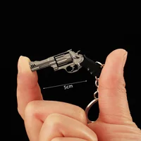 PUBG Mini Gun Keychain Metal Pistola Model 5cm Revolver Alloy Weapon Light Key Chain Birthday Gifts Toy for Kid Wholesale 1