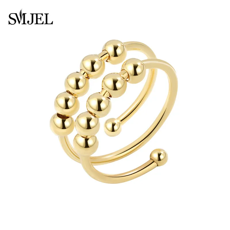 Elegant Beaded Spinner Ring - Anti-Stress Fidget Jewelry