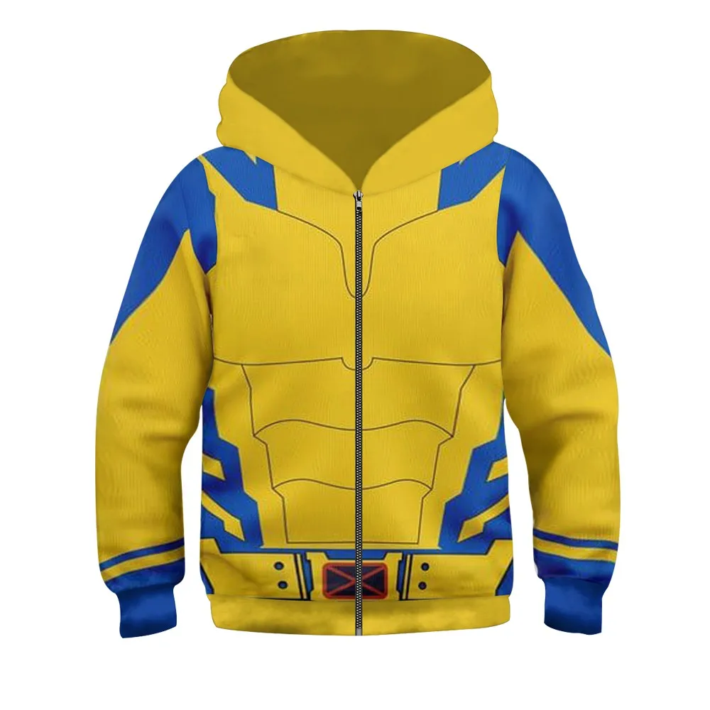 Role Playing Costume Cosplay Costumes Cosplay Costume Children Deadpool Wolverine Hoodies Cosplay Superhero Role Play Costumes 3D Print Jacket Coat Hooded Zipper Halloween Sweatshirt