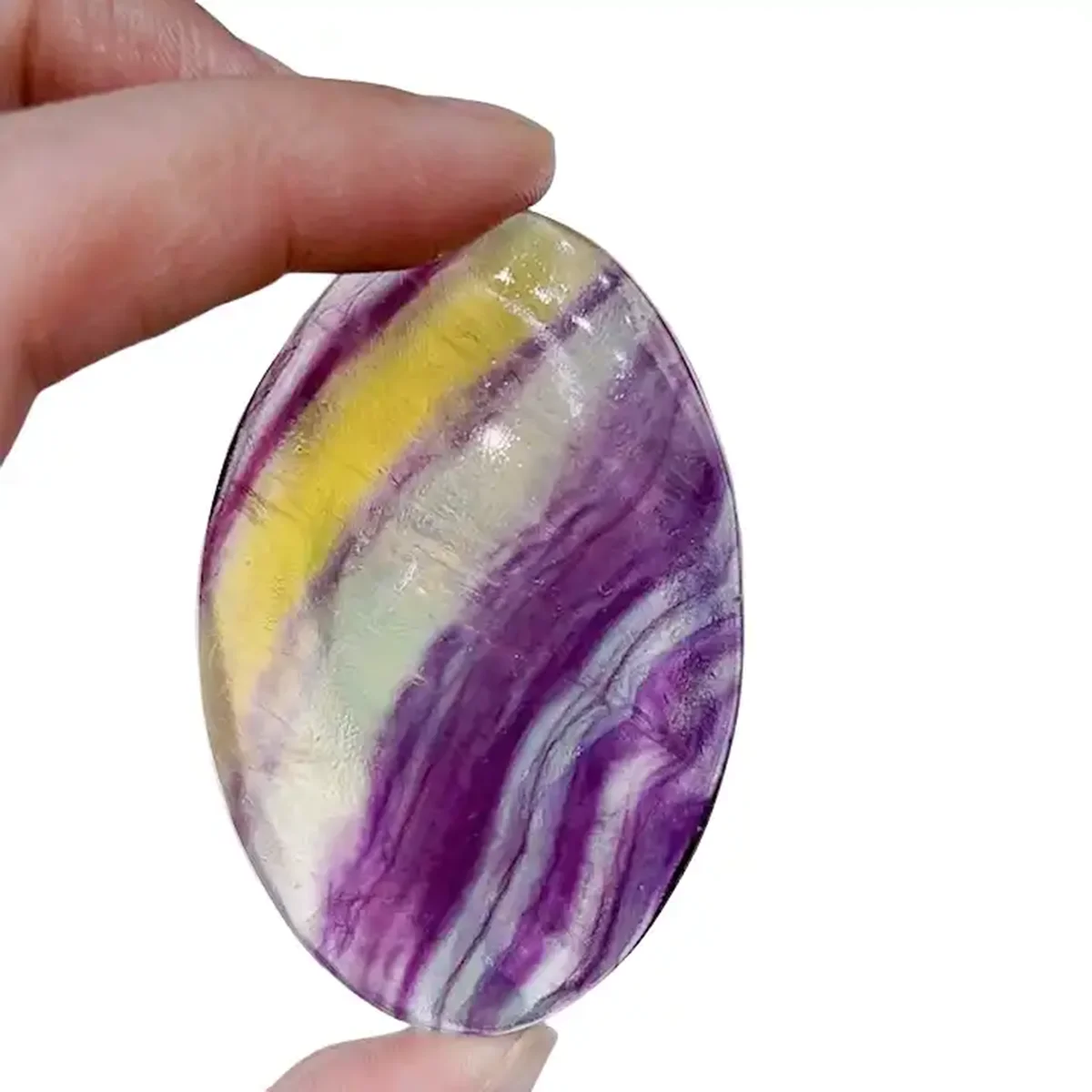 Pietra Di Palma Di Fluorite Arcobaleno Decorativo Lucido Ovale Naturale Per La Guarigione