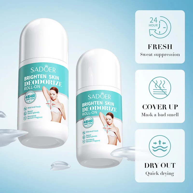 SADOER Deodorizing Body Lotion Roll-On Bead Deodorize Armpits Refreshing Body Skin Brightening Underarm Anti Sweating Odor Cream 3