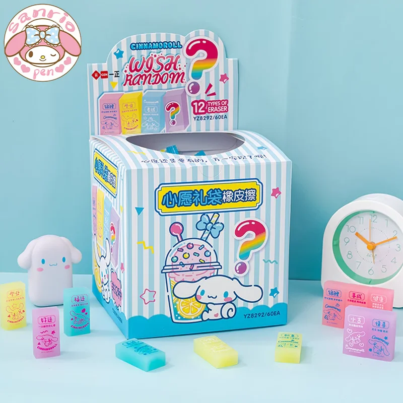 

Genuine Sanrio Eraser 6/12/60pcs Kawaii Cinnamoroll Gift Bag Eraser Clean Without Leaving A Mark Cartoon Student Stationery