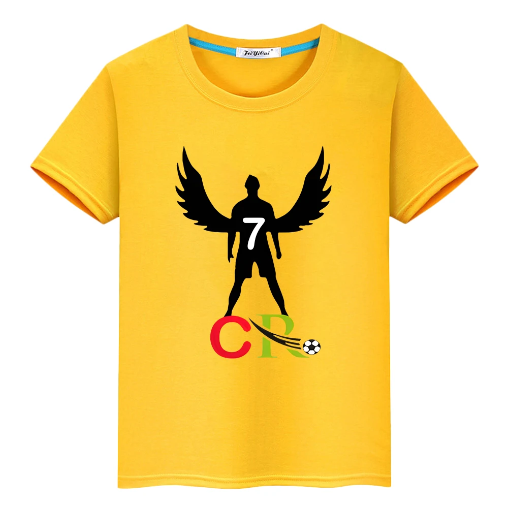

Football fan CR7 printed 100%Cotton T-shirt Short Tops Kawaii boy pride tshirt y2k one piece Casual anime Tees kids clothes girl