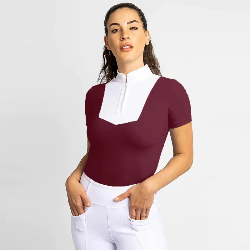 Back Mesh Women Equestrian Base Layer Shirts Short Sleeve Horse Riding Shirts Competition Equestrian Polo horse riding shirt