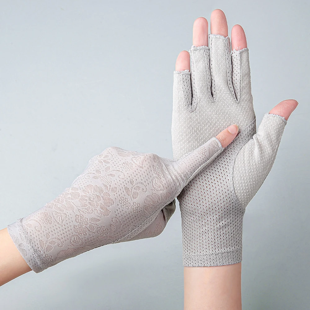 

Half-finger UV Protection Sunscreen Glove Summer Ice Silk Breathable Mesh Gloves Thin Mittens For Outdoor Golfing Driving