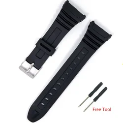 Silicone Sports Watch Strap - Durable & Comfortable Replacement Band - 18mm (Black - steel clasp)