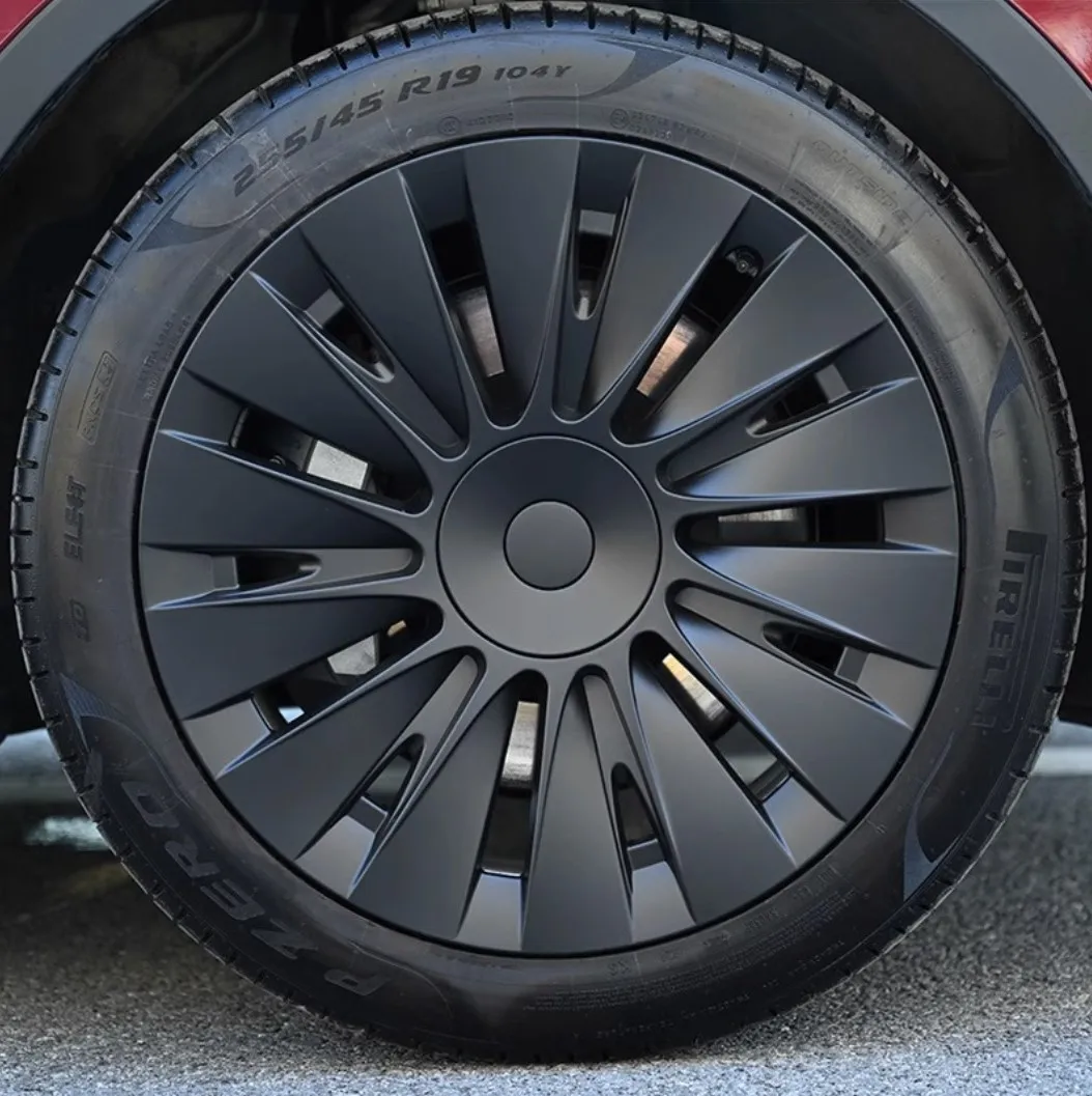 Wheel Hub Covers 4PCS For TESLA Model Y 19 Inches Full Coverage Blade