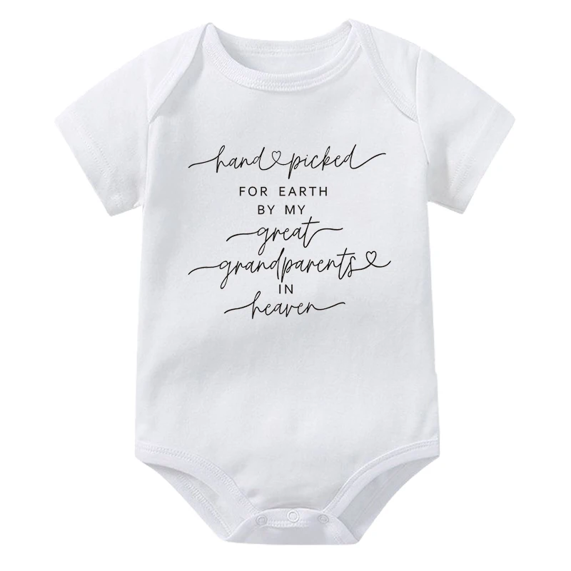 New Hand Picked For Earth By My Great Grandparents in Heaven Baby Rompers Boys Girls Bodysuits Clothes Baby Shower Gift 2
