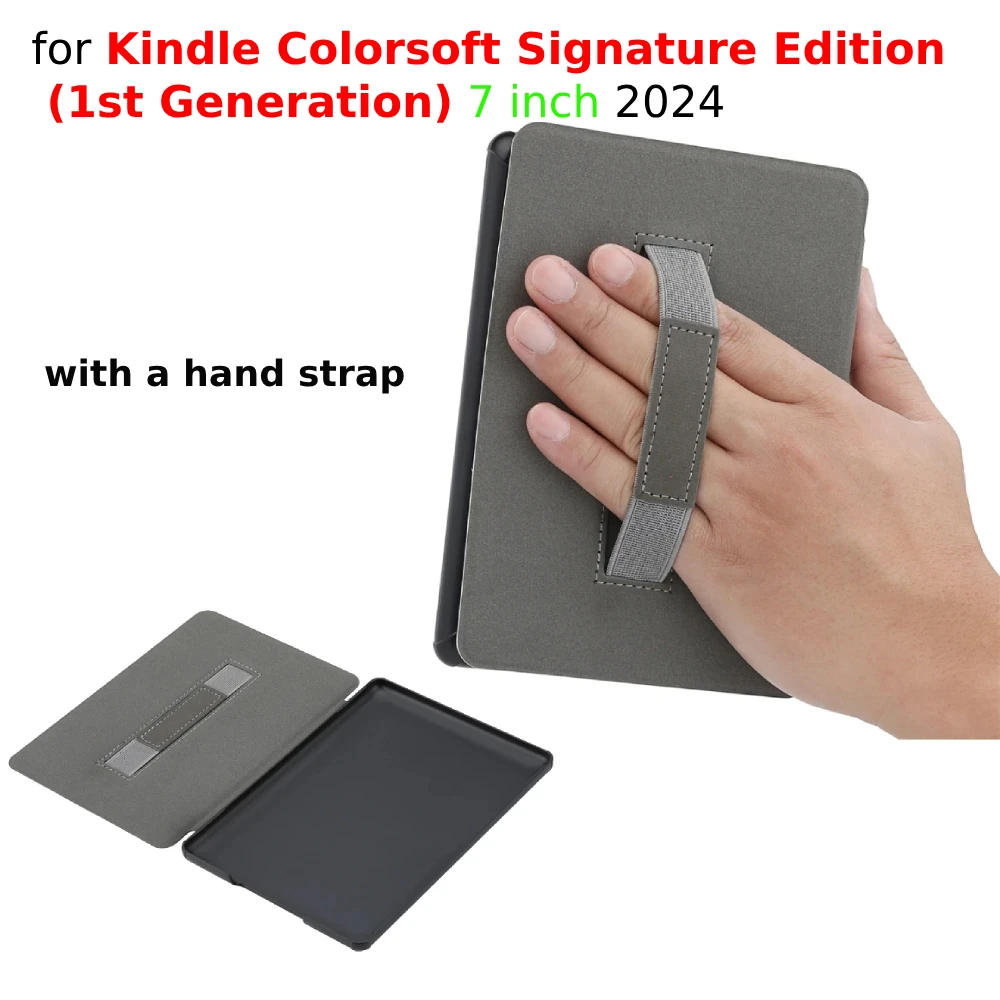 Premium Leather Case with Hand Strap and Auto Wake/Sleep Cover