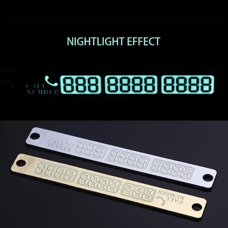 

2PCS Car Temporary Parking Card Luminous Calling Phone Number Cards With Sucker Plate