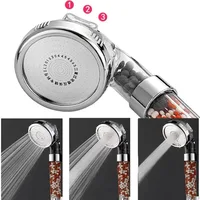 3 Functions High Pressure SPA Shower Head Saving Water Handheld Rainfall Bathroom Accessory Anion Filter Shower 2