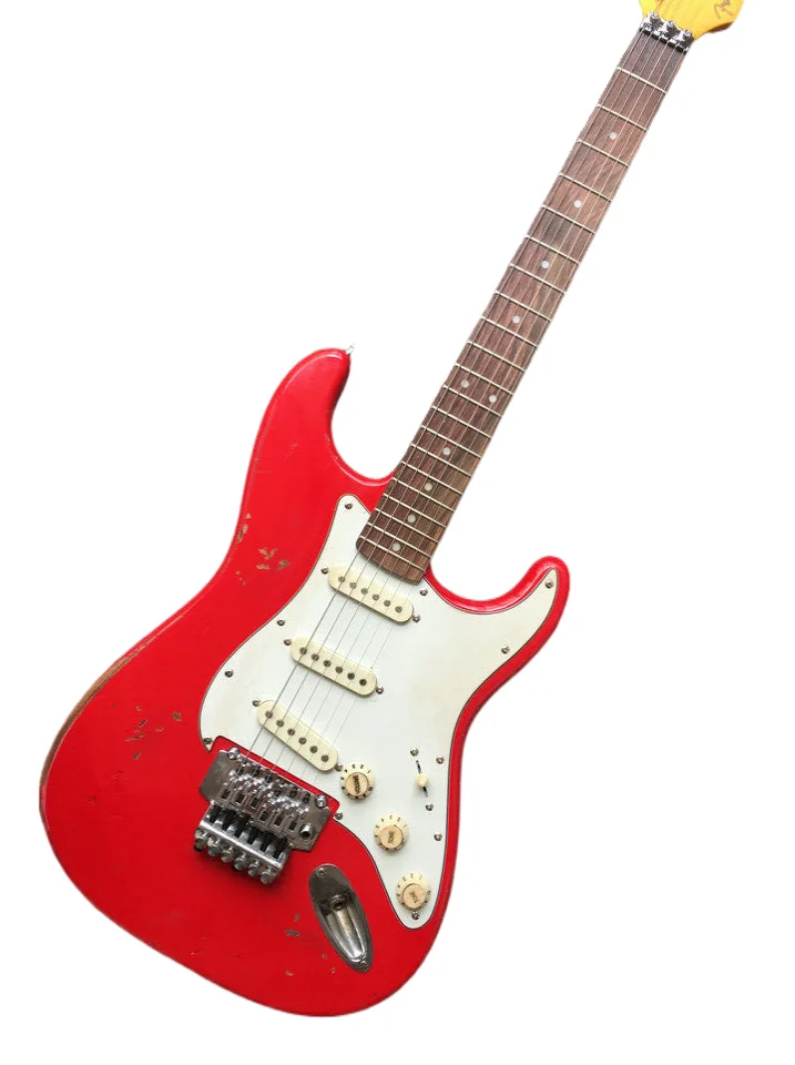 

Electric guitar St antique high quality guitar 6 string 3 volume knobs white mudguard, rosewood fingerboard