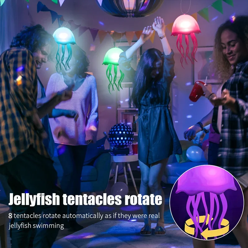 LED Jellyfish Lamp RGB Gradient Jelly Fish Light with Dancing Legs and Touch Sensor Cute Desk Lamp for Bedrooms, Living Room