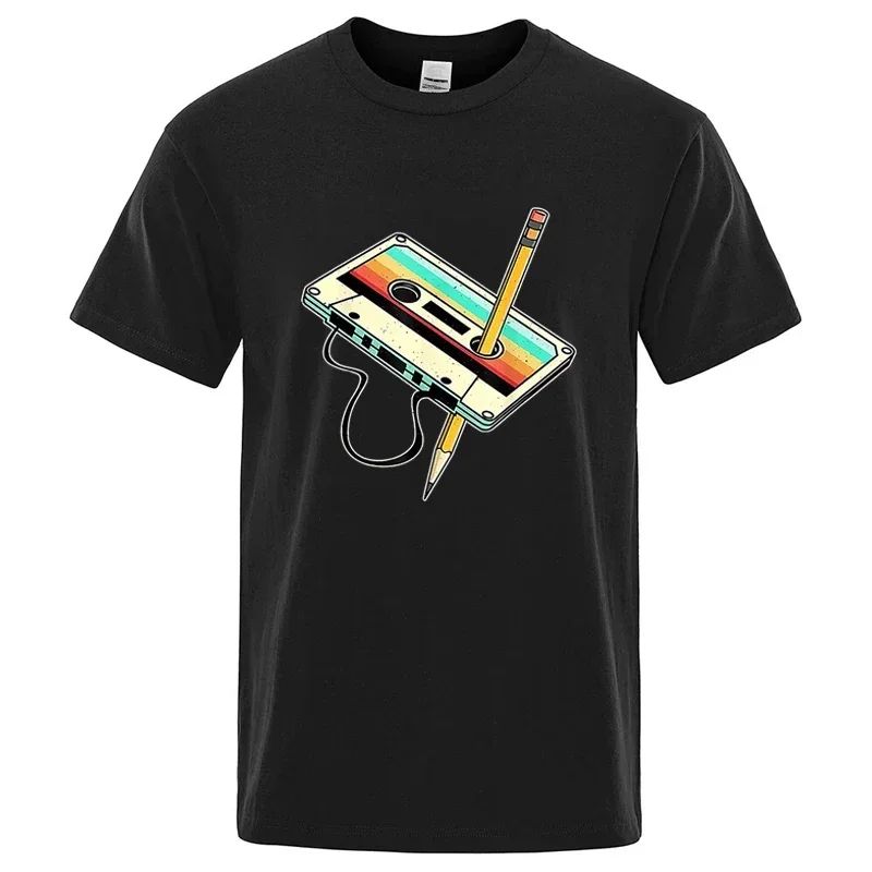 80er-Jahre-Nostalgie-Kassetten-Grafik-T-Shirt Retro-Musik Unisex Kurzarm Baumwollmischung Vintage Y2K Streetwear T-Shirt für Männer und Frauen