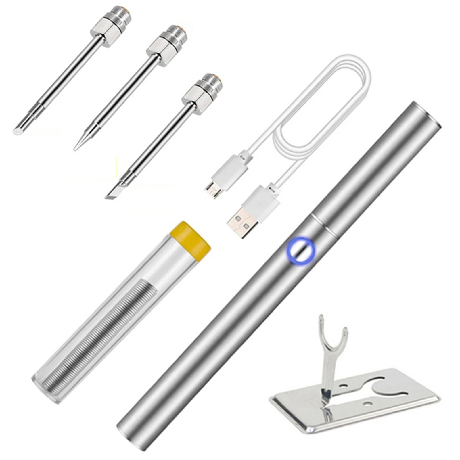 

USB Battery Soldering Iron Kit with Anti-scald Cover with Indicator Portable Microelectronic Repair Soldering Iron Tool