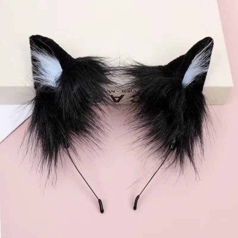Plush Cat Ear Headband Cartoon Black Plush Hair Band Anime Cosplay Props Cute Hairband Headwear Party Hair Accessories - Image 7