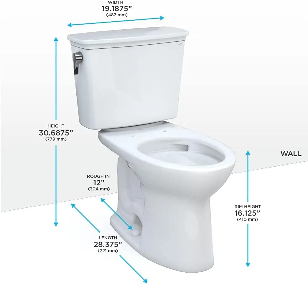 Drake Transitional Two-Piece Elongated 1.28 GPF Universal Height Toilet with CEFIONTECT, Cotton White 3