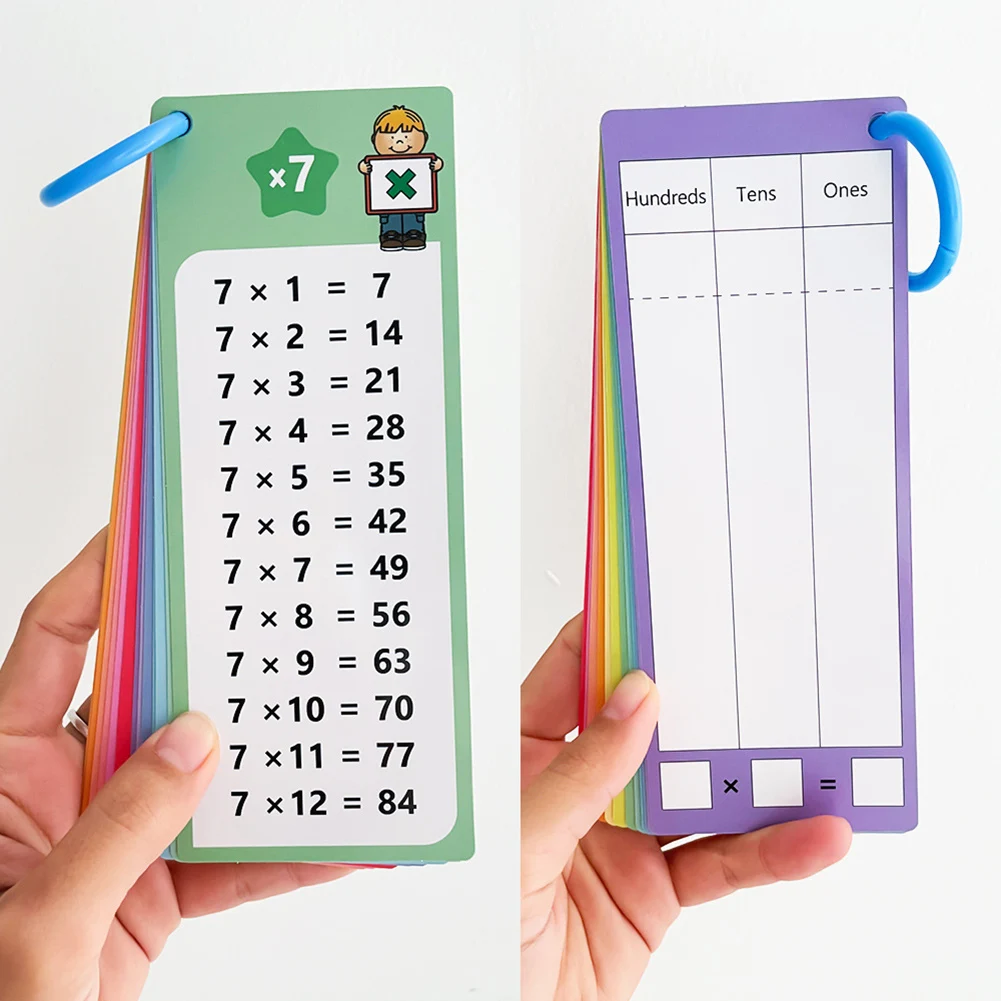 Wooden Math Teaching Toys 0-12 Multiplication Charts Times Table Cards Self Check Math Learning Tool Practice Quick Calculation Mathematics Flashcard