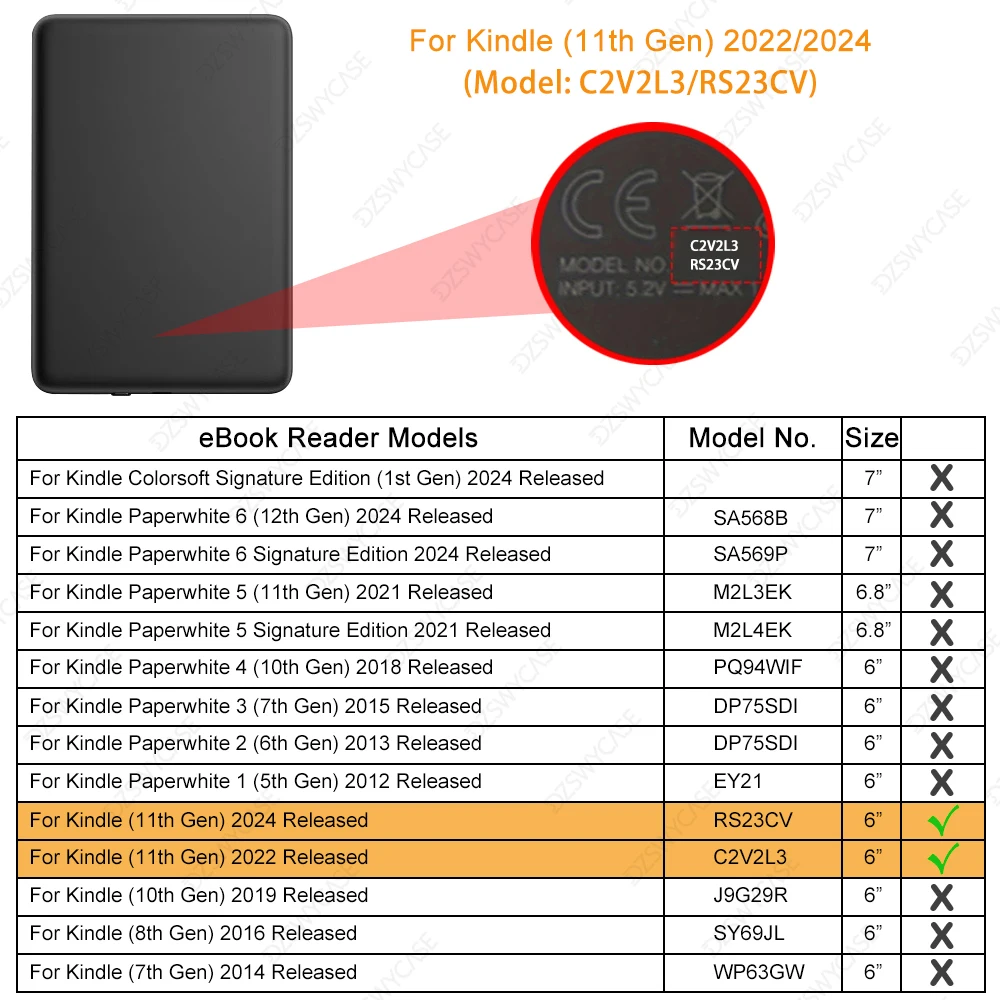 Sleek Magnetic PU Leather Ebook Cover, 6-Inch