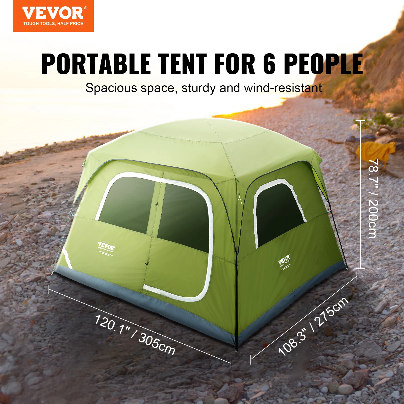 6 Person Outdoor Profession Fabric Tent Rainfly Waterproof Camping Tent Family Outdoor Instant Setup with Carring Bag pop canopy tent camping shower tent