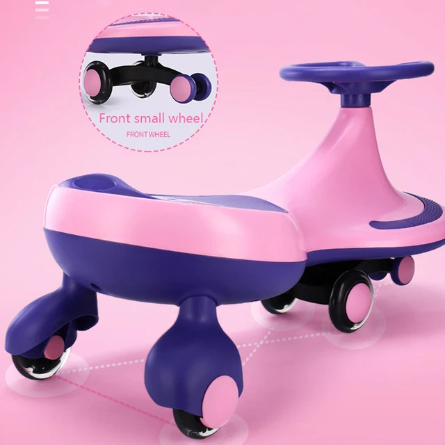 Disney Children Swing Car Anti Rollover 3wheel Widened Music Scooter Mickey Mouse Elsa 1-6 Year Old Kids Adults Shining Tricycle 4