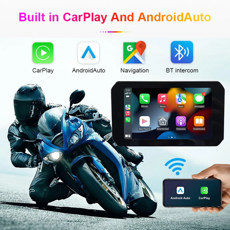 5InchNavigationMotorcycleWirelessAppleCarplayAndroidAutoMotoNaviGPSNavigatorfor