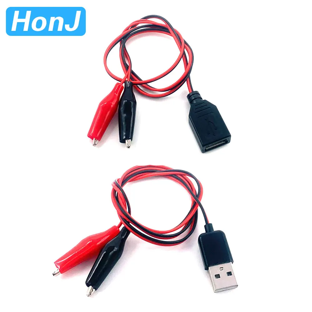 

USB Male Female Connector Plug Alligator Test Clips Power Supply Adapter Cable Crocodile Electrical Clip DC 5V
