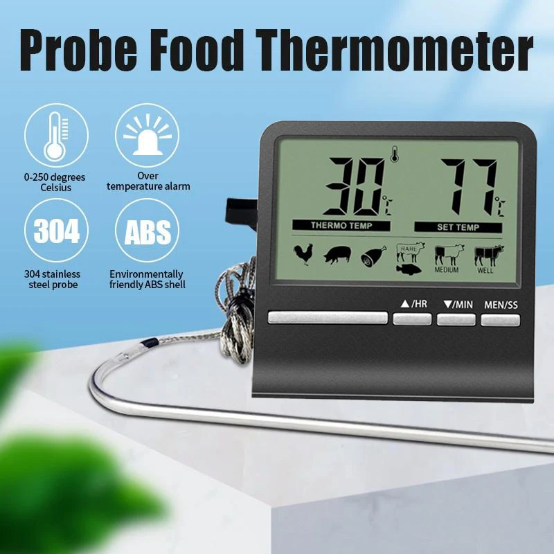 New Digital Kitchen Food Thermometer Probe Meter Cooking Alarm Timer For  Kitchen BBQ Water Milk Oil Liquid Oven Oven Thermometer - AliExpress