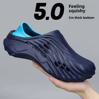 New Men's Lightweight Slip-On Shoes Hole Hole Outdoor Beach Sandals Anti-Slip Comfortable Casual EVA Material Slippers